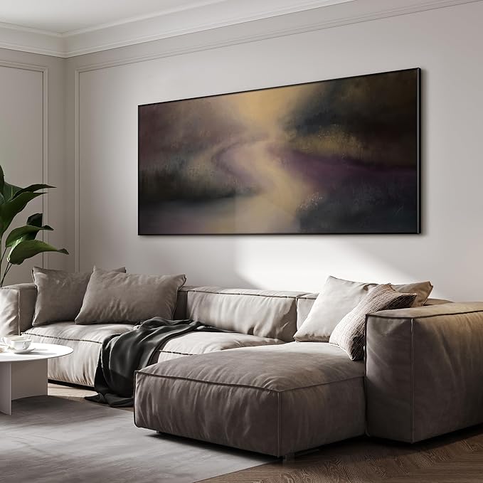 SIGNWIN 24"x46" Extra Large Framed Wall Art Golden Light River Path Dreamy Impressionist Landscape Illustration for Home Living Room Bedroom Decor (Frame Assembly Required)-Ruum Studio Home