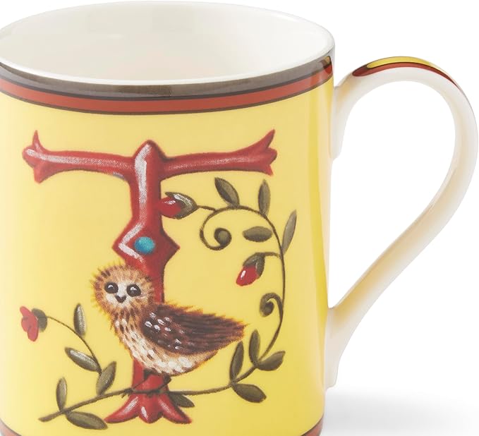 Spode Kit Kemp Alphabet Mug - Letter T Monogram in Fine China, 12oz Ceramic Coffee Cup for Hot Drinks, Personalized Drinkware for Unique Gifts, Dishwasher Safe Tea or Coffee Mug - Gift Box Included-Ruum Studio Home
