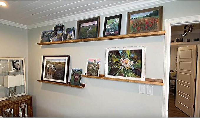 AZSKY 24" Floating Wall Ledge Shelf Wood Picutre Shelf Wall Mounted Nursery Kids Bookshelf Spice Rack Bathroom Storage Shelves Display Organizer Set of 2-Ruum Studio Home