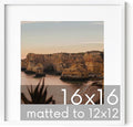HAUS AND HUES 16x16 White Metal Picture Frame Matted to 12x12 - Features Premium Aluminum & Hanging Hardware, Shatterproof Plexiglass - Ideal for Home, Room, Office (16x16 in, White, Set of 1)-Ruum Studio Home