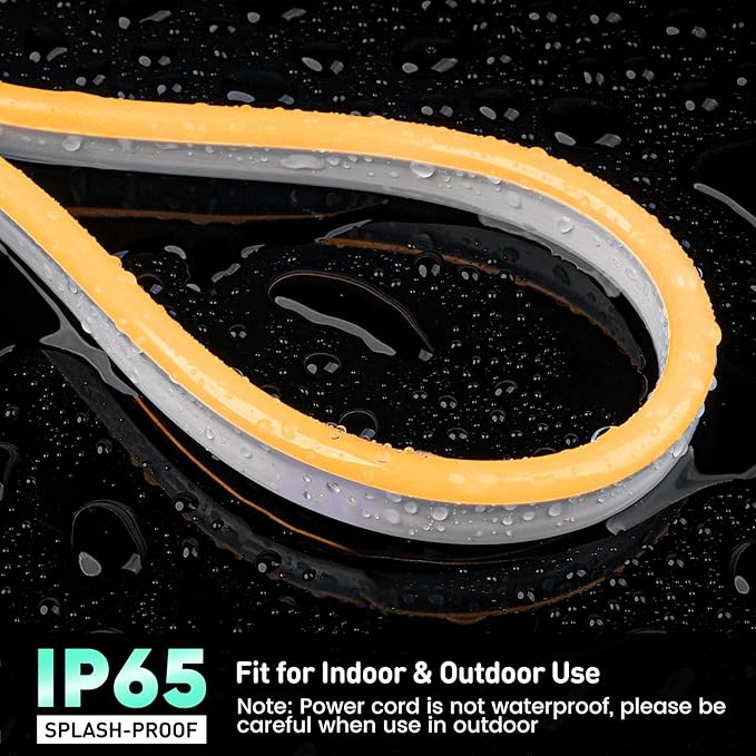 GZBtech Flexible LED Neon Rope Lights 16.4FT,AC 110-120V Waterproof Strip Light, 120LEDs/M Cuttable Connectable Neon Lighting for Indoor Outdoor Home Decor/Commercial Building Use-Amber 5M-Ruum Studio Home