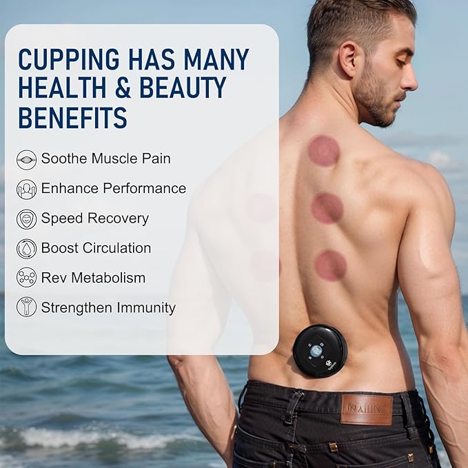 5-in-1 Smart Dynamic Cupping Set, 20 Levels Cupping Kit for Massage Therapy with Red Ligh-t Therapy&Heat Penetrates for Targeted Pain Relief, Knots, Aches, Muscle Soreness - 1Pcs(Black)-Ruum Studio Home
