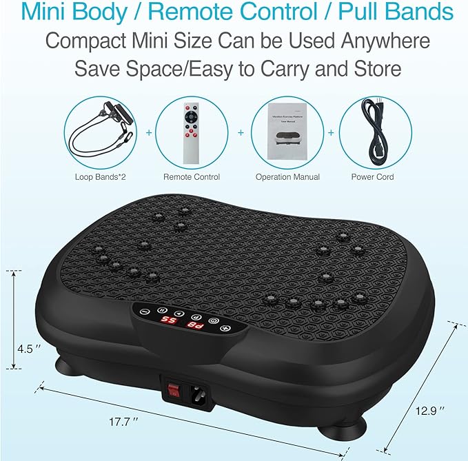 AXV Vibration Plate Exercise Machine Whole Body Workout Portable Mini Vibrate Fitness Platform Lymphatic Drainage Machine for Weight Loss Shaping Toning Wellness Home Gyms Workout (Mini)-Ruum Studio Home