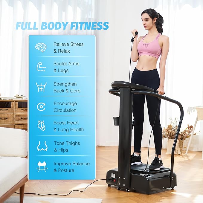 ZELUS Whole Body Vibration Plate, 500W Vibration Plate Exercise Machine with 99 Levels 3 Preset Modes & 2 Resistance Bands, Training Fitness Vibration Platform Machine for Home Gym with 330lb Capacity-Ruum Studio Home