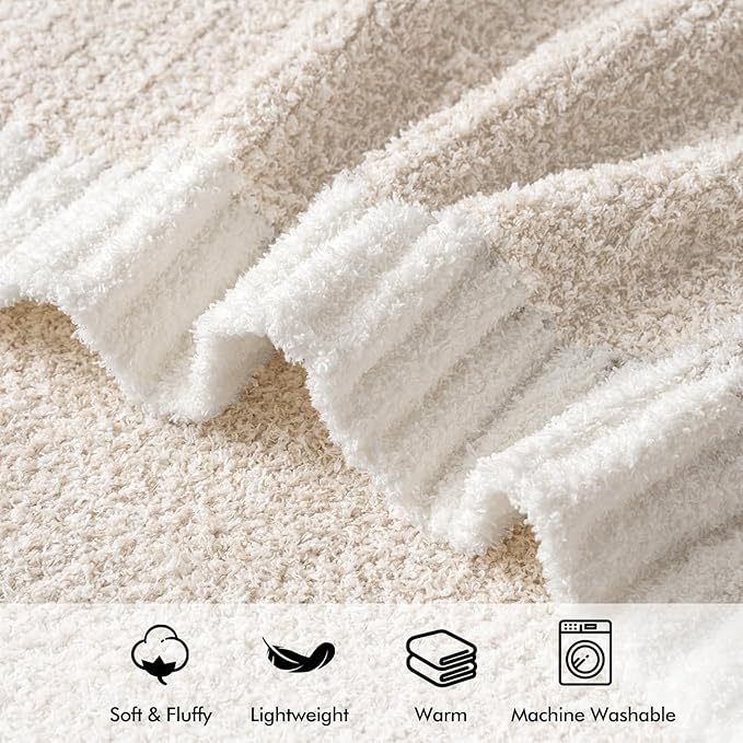 MIULEE Cream Super Soft Throw Blanket for Bed, Twin Size Cozy Fluffy Warm Blankets Knit Blankets for Couch, Sofa, Chair, Living Room, Camping, Picnic, 60 x 80 inch-Ruum Studio Home