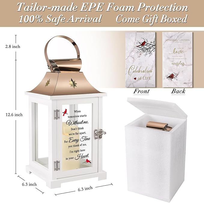 Memorial Lantern, Sympathy Gifts for Loss of Mom/Dad/Loved One, Bereavement Gifts, in Memory of Loved One Lantern,Celebration of Life, Memorial Gifts, Funeral Lantern,When Tomorrow Starts Without me-Ruum Studio Home