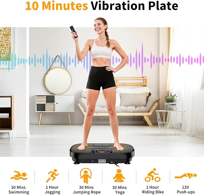 Vibration Plate Exercise Machine, Vibrating Plate Machine with Bluetooth for Lymphatic Drainage, Vibration Platform for Women Men Full Body Weight Loss-Ruum Studio Home