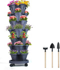 Vertical Planter 7 Tier Stackable Planters Garden Planters Strawberry Herb Flower and Vegetable Planter Indoor Outdoor Gardening Pots with Removable Wheels and Tools-Ruum Studio Home