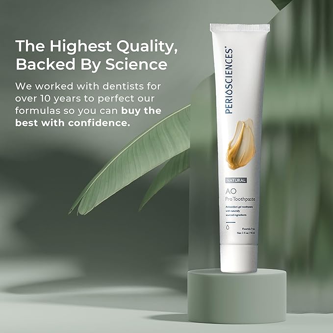 PerioSciences AO Pro Natural Toothpaste with Nano Hydroxyapatite, Remineralizing, Fluoride Free, SLS Free, Gluten Free 3 fl oz / 90ml-Ruum Studio Home