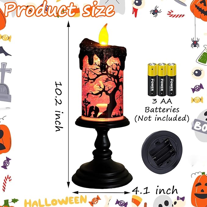 Halloween Snow Globe Tornado Flameless Candles Table Centerpiece for Celebration Party,Battery Operated LED Candle with 6 Hours Timer for Home Indoor Halloween Decoration (Ghost)-Ruum Studio Home