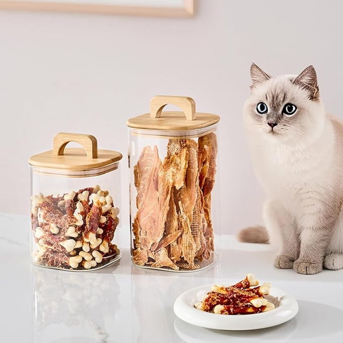Sweejar 1 qt Glass Food Storage Containers with Lids, Coffee Container for Ground Coffee, 32 oz Glass Jars with Bamboo Lids, 2 Pack-Ruum Studio Home