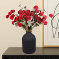 Burgundy Flowers, Maroon Artificial 10 Long Stems + Eucalyptus, Wine Colored Silk Flowers for Burgundy Decor, Fall Table Centerpieces, Dark Red Faux Mums, Thanksgiving Centerpieces For Tables-Ruum Studio Home