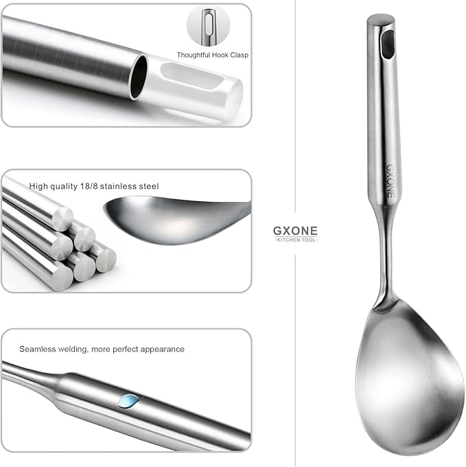 Cooking Spoon,304 Stainless Steel Large Serving Spoons,Silver/12.6Inch-Ruum Studio Home