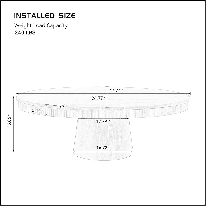 Modern Oval Coffee Table with Wood Pedestal,47.24" Farmhouse Center Table for Living Room, Ellipse Coffee Tables Tea Table for Bedroom, Apartment-Natural-Ruum Studio Home