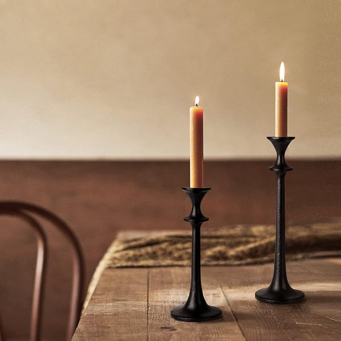Black Iron Taper Candle Holder - Set of 3 Decorative Candle Stand - Candlestick Holder for Wedding, Dinning, Party-Ruum Studio Home