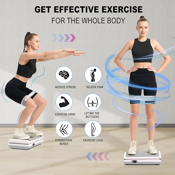 HOTWAVE Vibration Plate Exercise Machine for Lymphatic Drainage, Power Vibrating Plates Platform for Weight Loss - Whole Body Shaker Vibration Plate Machine Home Gym Shaping Fitness Workout-Ruum Studio Home