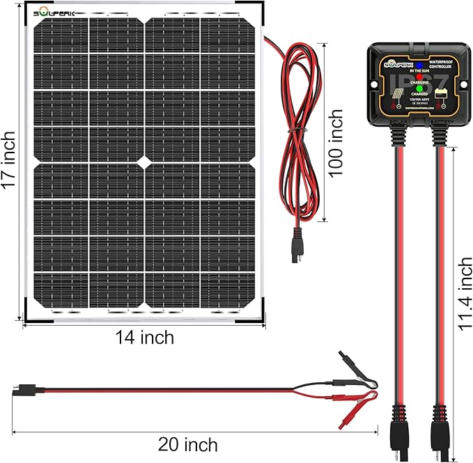 SOLPERK 30W Solar Battery Charger Solar Battery Maintainer + Upgrade 10A MPPT Charge Controller + Adjustable Mount Bracket for Car RV Boat Motorcycle，12V Waterproof Solar Panel Kit Trickle Charging-Ruum Studio Home