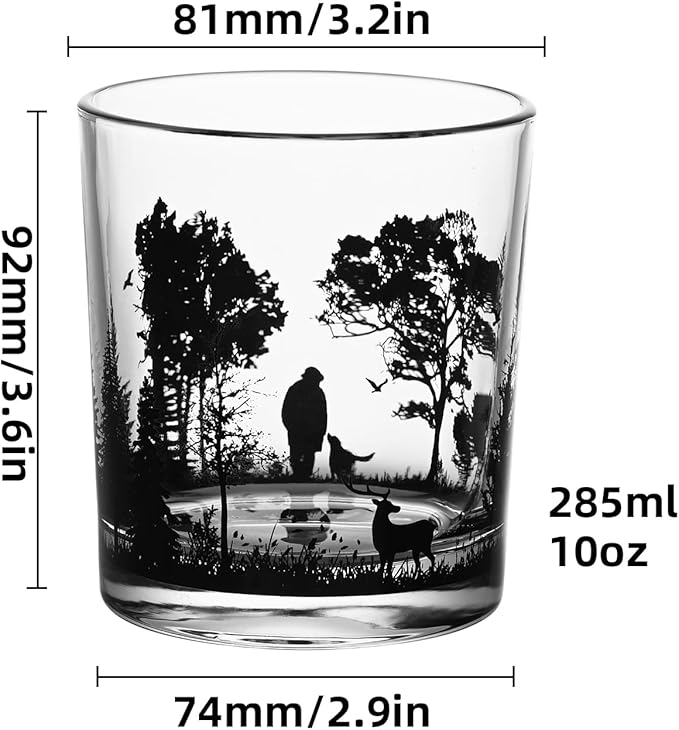 Old Fashioned Whiskey Glasses, Stemless Wine Glasses with Gift Box, 10Oz Rocks Glass for Scotch Cocktail Bourbon Vodka Liquor, Unique Gifts for Dad, Husband, Father's Day, Anniversary-Ruum Studio Home
