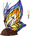Tiffany Butterfly Table Lamp, 9'' Tall Vintage Stained Glass Lamp, Fairy Reading Night Light for Bedroom Living Room, 1 LED Bulb Included-Ruum Studio Home