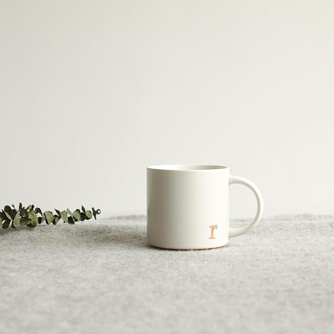 COLLECTIVE HOME - Monogram Ceramic Mugs, 15 oz Golden Initial Coffee Cups, Elegant Alphabet Tea Mugs, Elegant Personalized Mug with Gift Box, Luxurious Cups for Office and Home (r)-Ruum Studio Home