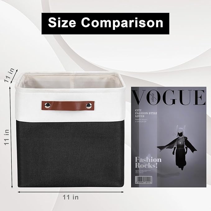Collapsible Fabric Storage Cubes 11x11 Cube Storage Bins, 4 Pack Closet Baskets Box with Handles for Organizing, Shelf, Toys, Clothes, Home, Office, Nursery (Black&White)-Ruum Studio Home
