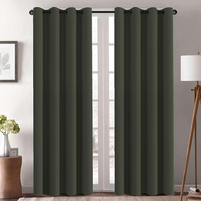 H.VERSAILTEX Thermal Insulated Blackout Window Panels Microfiber Formaldehyde-Free Kids Curtains for Holiday Season Home Decoration,Grommet Top,52 by 96 - Inch - Olive - Set of 2-Ruum Studio Home
