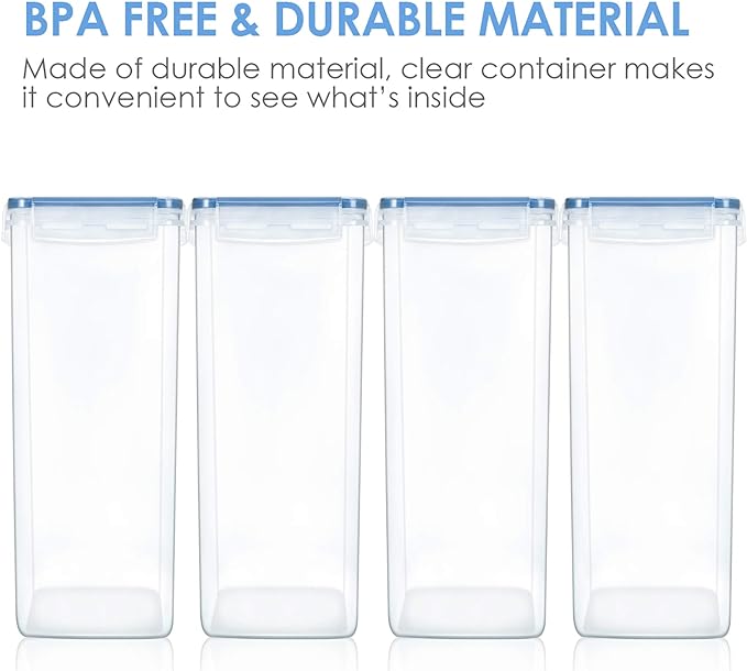 Vtopmart Extra Large Tall Airtight Food Storage Containers 4 Pieces 5.9qt / 6.5L-Plastic PBA Free Kitchen Pantry Canister for Spaghetti, Flour and Baking Supplies - Include 24 Labels, Blue-Ruum Studio Home