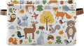 Storage Basket Bin Cute Woodland Animals Organizer Collapsible Shelf Basket Cube with Handle for Nursery Bedroom Bathroom-Ruum Studio Home