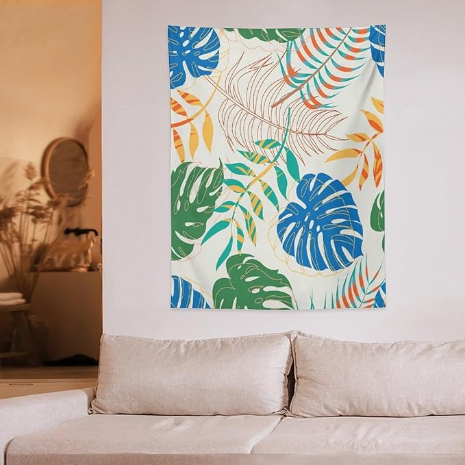 ICMOLYYENLO Tropical Green Plant Tapestry, Green Palm Leaves Natural Landscape Print Wall Tapestry for Bedroom Living Room Dormitory 60x80 Inch-Ruum Studio Home