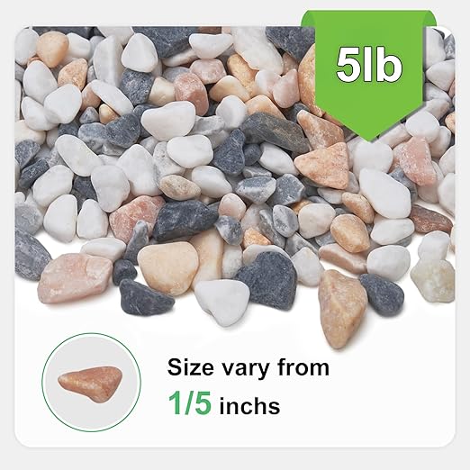 5 lbs Small Rocks for Plants, 1/5 Inch Pebbles for Indoor Plants, Natural Decorative Pea Gravel for Aquarium, Fish Tank, Terrarium, Succulents, Bamboo Plants, Vases, Cactus, Crafts-Ruum Studio Home