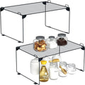 Neudeco Stackable Cabinet Shelf Organizer - 2 Pack Metal Mesh Stacking Shelves for Kitchen, Closet, Bathroom, Countertop and Cabinet -Gray-Ruum Studio Home