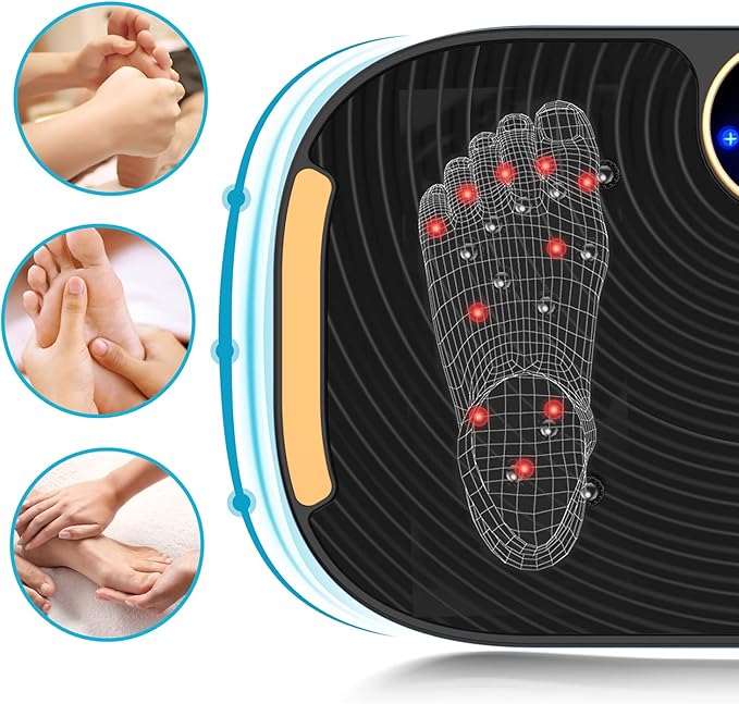 AXV Vibration Plate Fitness Platform Exercise Machine Vibrating Lymphatic Drainage Shaking Full Body Shaker Workout Vibrate Stand Shake Board Sport Gym for Weight Loss Fat Burner for Women Men-Ruum Studio Home