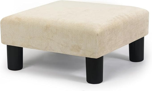 Joveco Small Foot Rest Stool Ottoman, 15" Fabric Square Footstool Upholstered Footrest for Chair, Under Desk, Office, Living Room, Wheat-Ruum Studio Home