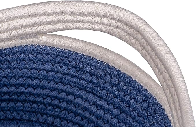 Off White&Navy Shelf Basket to Store and Organize Household Items/Baskets&Bins for Daily Storage &Organizing/Woven Rope Basket for Living Room, Bedroom,Small Oval-13x8.66x5.11’’,3 Packs-Ruum Studio Home