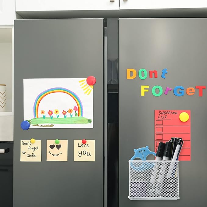 dedoot Magnetic Pencil Holder, Locker Pencil Holder Strong Magnetic Holder for Whiteboard Marker, 4.7x2.3x3.7inch Black Mesh Magnetic Holder for Fridge, Sponge, Recipe, Beverage,White-Ruum Studio Home