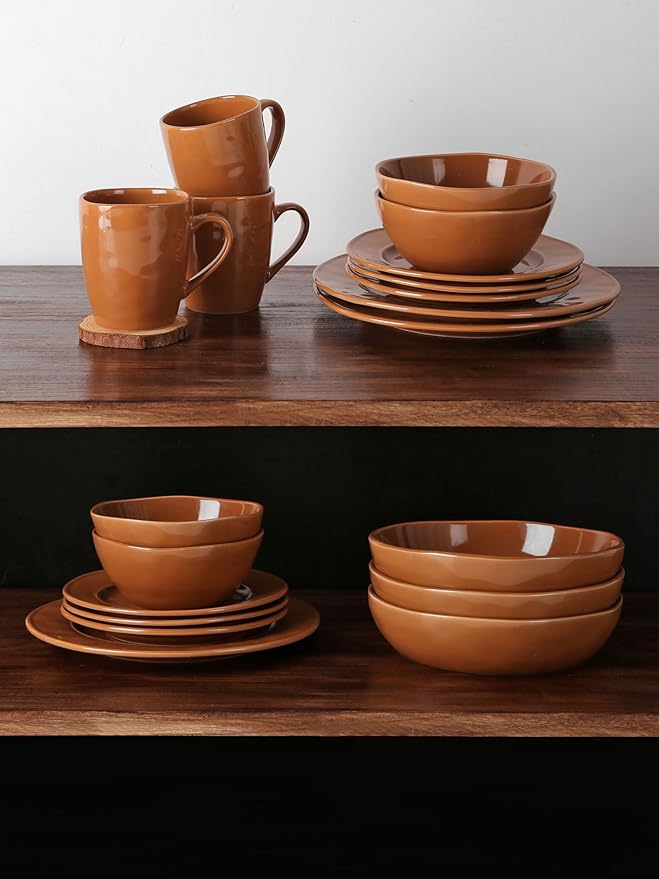 famiware Aurora Coffee Mugs, 14oz Mug Set of 4, Stoneware Mug, Cups for Kitchen, Cappuccino, Latte, Reactive Glaze, Microwave Safe, Scractch-resistant, Brown-Ruum Studio Home