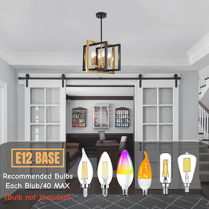 ANKYLHUA Black Gold Chandelier,6-Lights Ceiling Light Fixture E12,Adjustable Hight Pendant Lights Kitchen Island,Chandeliers for Dining Room,Bedroom,Entryway,Foyer-Ruum Studio Home