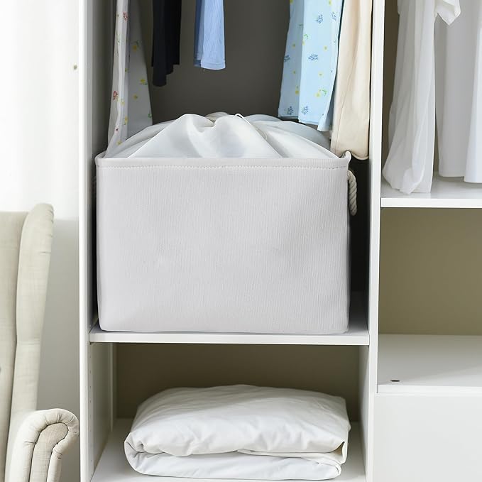 TheWarmHome Organization and Storage Basket for Shelves - Extra Jumbo 3 Pack 20.5x15.8x13.8 inch Cube Storage Bins for Toy Closet Box Home Organizer Gift (White)-Ruum Studio Home