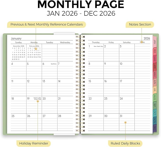 Planner 2026, 8.5" x 11" Monthly & Weekly Planner with Tabs, JAN - DEC 2026, Goal Setting & Time Management Organizer for Professionals & Students-Ruum Studio Home
