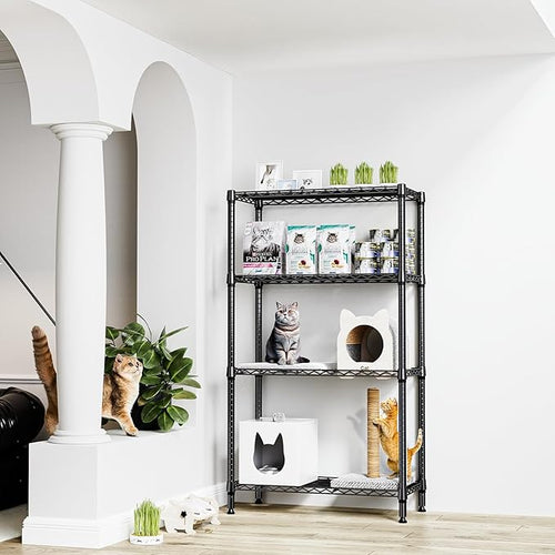 1000 lbs 4 Tier Shelf Metal Storage Shelves Shelving Wire Rack Heavy Duty Closet Organizers for Garage Kitchen Bathroom Laundry Black 13.8" D x 35.4" W x 59.5" H-Ruum Studio Home