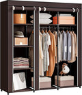 SORCEDAS Portable Wardrobe Closet Storage Organizer Metal Hanging Rack Non-Woven Fabric (Coffee, 51 Inch)-Ruum Studio Home