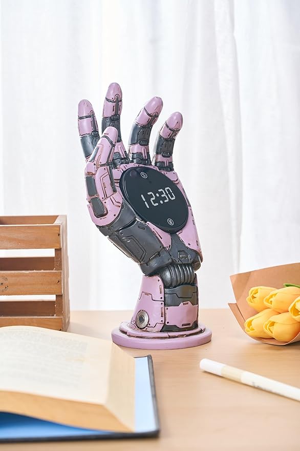 Cyberpunk Mechanical Hand Digital Alarm Clock, Steampunk Resin Statue, Desk Decor-Ruum Studio Home