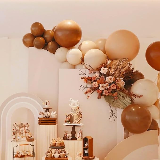 130pcs Coffee Brown Balloons Different Sizes 18" 12" 10" 5" Tan Latex Balloon Garland Arch Kit for Birthday Baby Shower Graduation Wedding Gender Reveal Anniversary Party Decorations-Ruum Studio Home