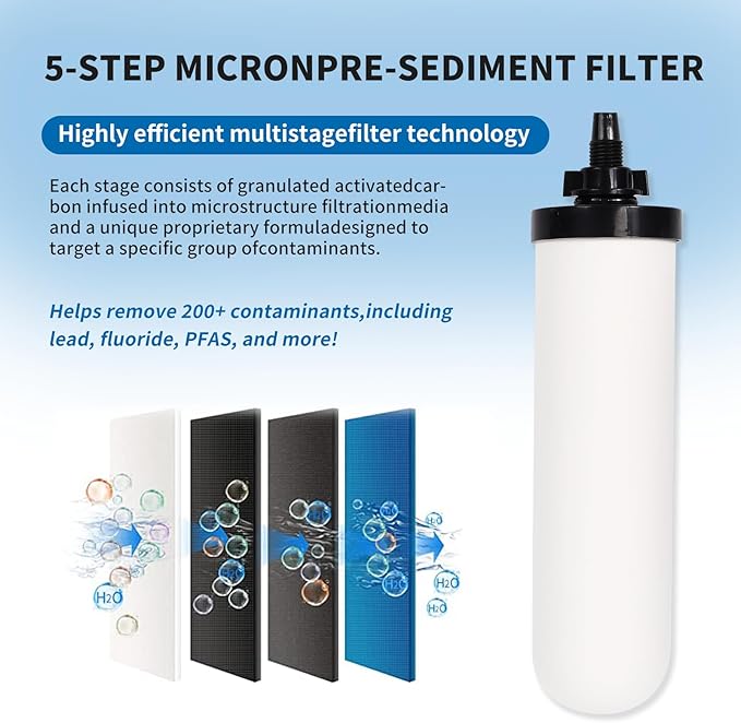 4 PACK 7" Gravity Drinking Water Ceramic Replacement Candle Element Filter with Activated Carbon, 7-Inch Gravity Water Replacement Filter for Basic Gravity Water Filter-Ruum Studio Home