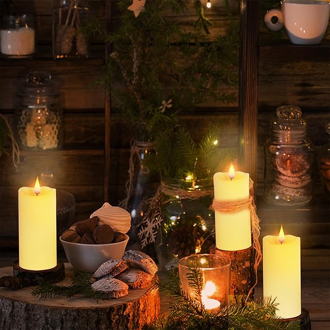 Aignis Indoor Flameless LED Candles Battery Operated with Remote Timer and Unique Double-Color Flame for Home/Wedding/Holiday Decor, Set of 2(D 2.95" x H 6")-Ruum Studio Home
