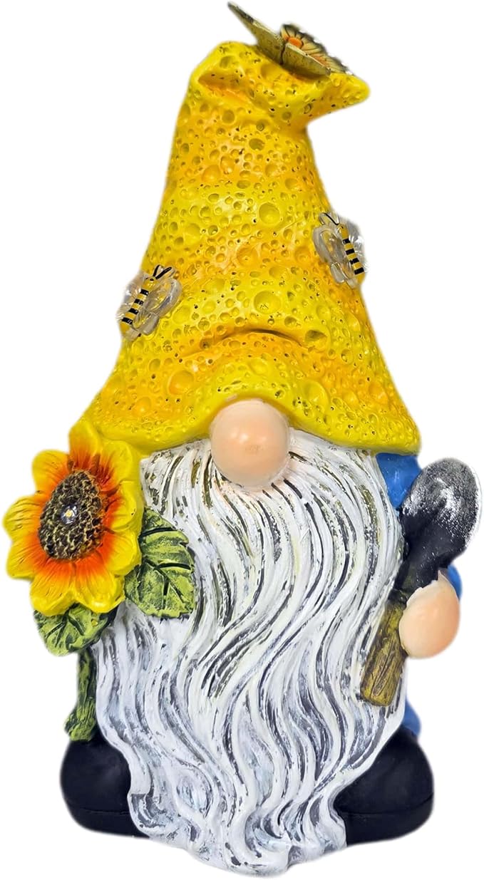 Garden Gnomes Outdoor Decor Solar Gnomes Statues with Butterfly Bee Sunflower Led Lighted Dwarf Outside Decorations for Yard Patio Lawn Ornaments Gifts for Women Mom-Ruum Studio Home