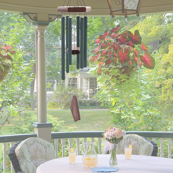 Small Green Wind Chimes for Outside, Tuned Soothing Melody, Sympathy Chimes for Mom/Housewarming, Outdoor Decoration-Ruum Studio Home