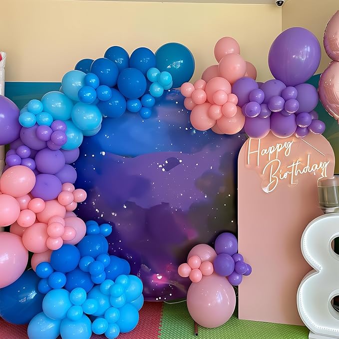 Blue Purple Balloons 60 Pcs 12 Inch Pink Light Purple Peacock Blue Latex Party Balloons for Kid Cartoon Theme Birthday Baby Shower Party Decorations Supplies-Ruum Studio Home