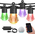 XMCOSY+ 96FT Smart Outdoor String Lights - RGBCWIC Dimmable Acrylic Bulbs, Color Changing LED Patio Lights APP WiFi Control, Compatible with Alexa, IP65 Waterproof Outdoor Lights for Backyard Porch-Ruum Studio Home