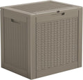 Vixzen 31 Gallon Resin Deck Box - Lockable Outdoor Storage for Patio Cushions, Garden Tools, Pool Supplies，Grey-Ruum Studio Home